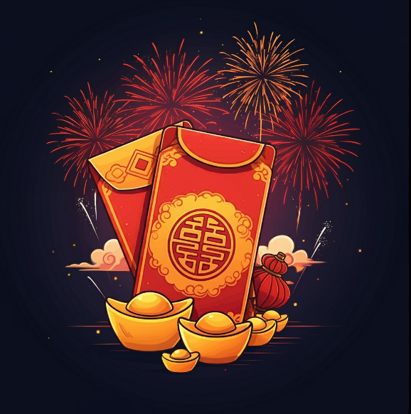 Red Envelope with Fireworks